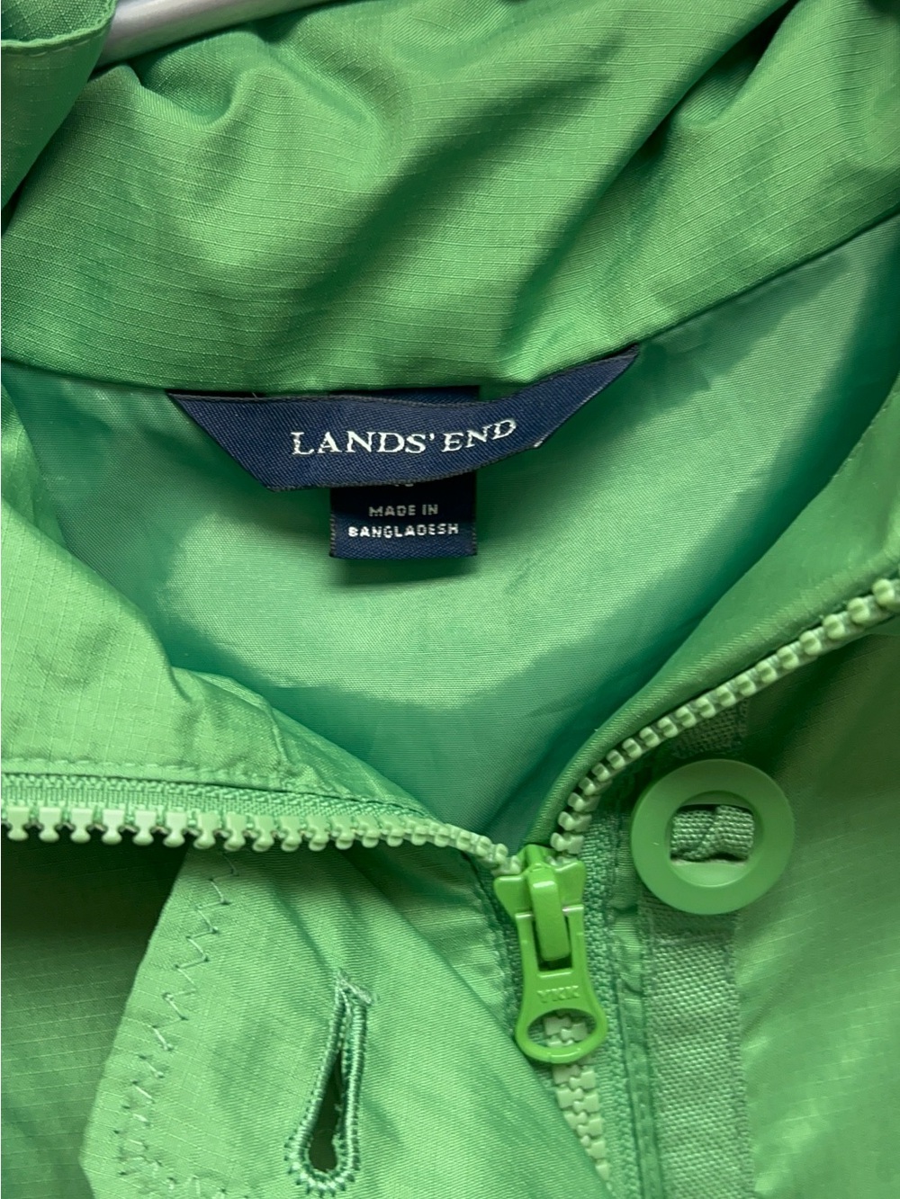 Lands End Green Hooded Rain Jacket Size XL 18 - Picture 4 of 4